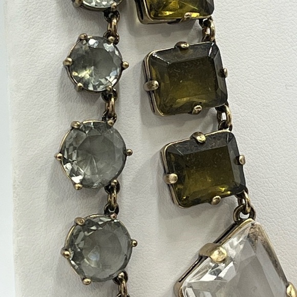 J. Crew Vintage Chunky Asymmetric Clear Gray Glass Rhinestone Drape Necklace - Picture 13 of 16